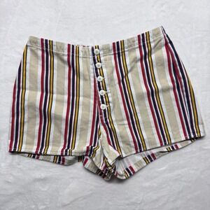 URBAN OUTFITTERS Striped Button Front Shorts Women US 6 Summer Casual Beach